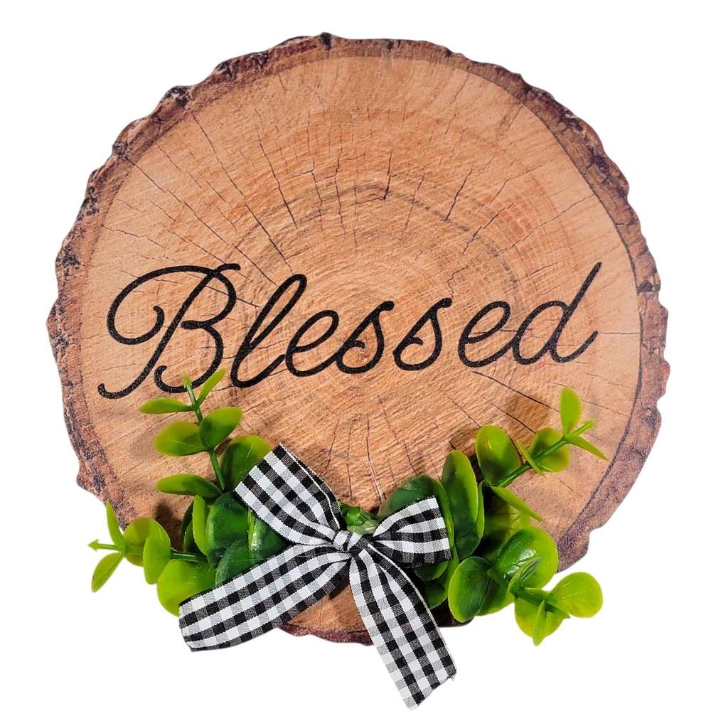 Rustic Wood Slice Blessed Wreath Sign Farmhouse Country DIY Crafts Supplies